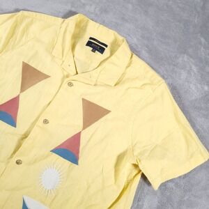 Roark Camp Shirt Mens XL Gonzo Woven Sunbeam Yellow Cotton Linen Blend RW659